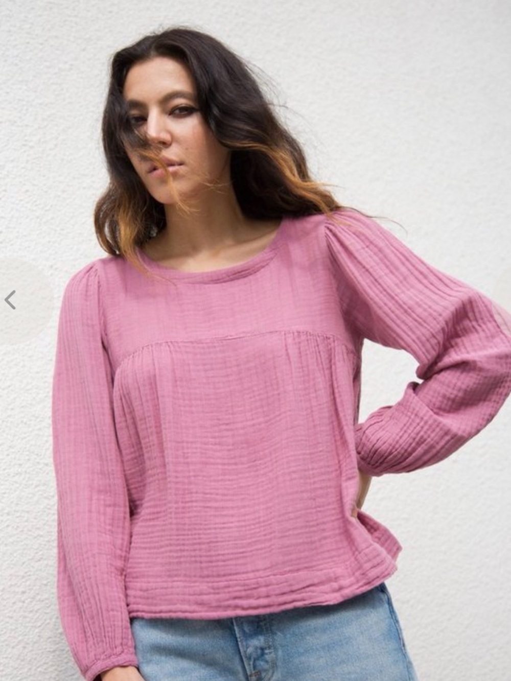 XiRENA Jody baby doll wild rose Gauze Long Sleeve Top